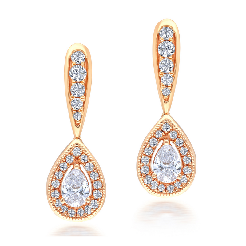 AMERICAN DIAMOND ROSE GOLD PLATED ONYX EARRINGS – Sanvi Jewels