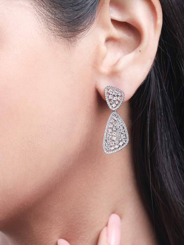 Bi-Triangle drop diamond earrings