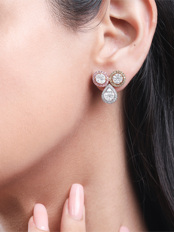 Tri-colour Pear Earrings